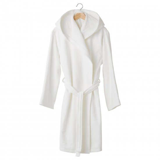Комплект халатов КРУСОН с капюшоном, мужской и женский (махровая ткань 420 г/м2) белого цвета с индивидуальной на обоих халатах вышивкой по Вашему дизайну.